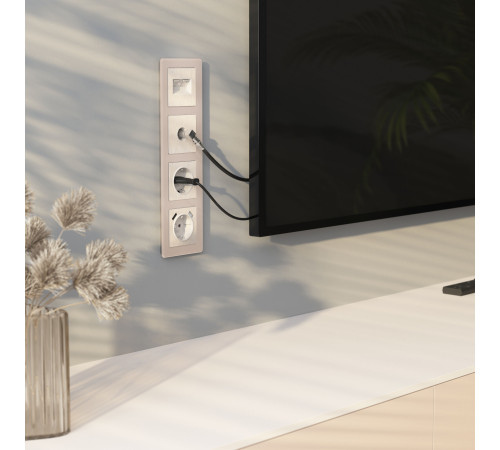 Накладка для двойной розетки Еthernet RJ-45 (перламутровый рифленый) W1191113