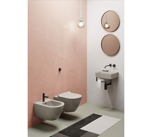 Биде подвесное GSI Pura 550х360 мм с отверстием под смеситель Tortora Matte 8865FR2105