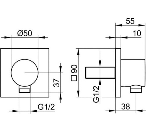 Шланговое подсоединение Keuco IXMO квадратная розетка хром 59547 010002