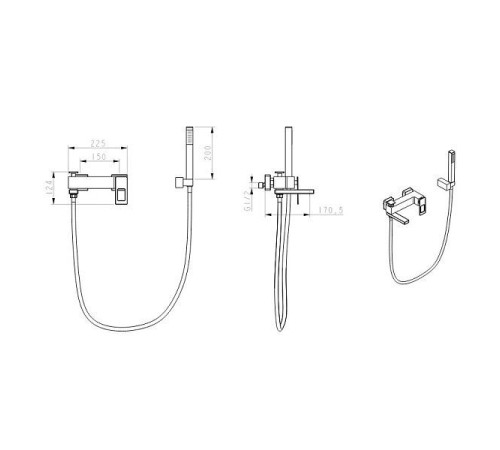 Смеситель для ванны Boheme Q настенный золото 143-GG.2