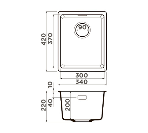 Кухонная мойка Omoikiri Kata 34-U-BE Artgranit ваниль 34x42 см 4993380
