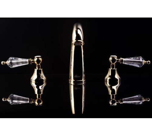 Смеситель для раковины Boheme Camelia на 3 отверстия золото глянцевое 297-Camelia