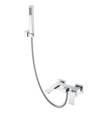 Смеситель для ванны с душем настенный Boheme Qubic хром 473-CR