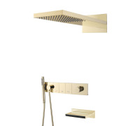 Душевой комплект встраиваемый Boheme Zodiac со смесителем изливом верхним и ручным душем золото матовое 132-2-MG