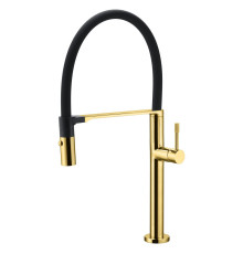 Смеситель для кухни Boheme Uno с гибким изливом gold 114-G