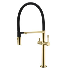 Смеситель для кухни Boheme Uno с гибким изливом и краном для питьевой воды matt gold 115-MG