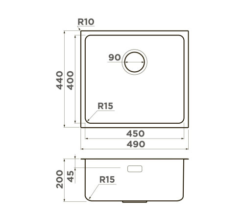 Кухонная мойка Omoikiri Tadzava 49-U/I Ultra 15-IN 49x44 см нержавеющая сталь 4997115