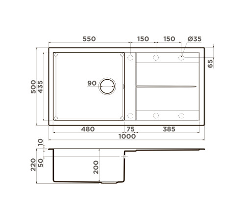 Кухонная мойка Omoikiri Sumi 100A-GR Artceramic 100x50 см leningrad grey 4997110