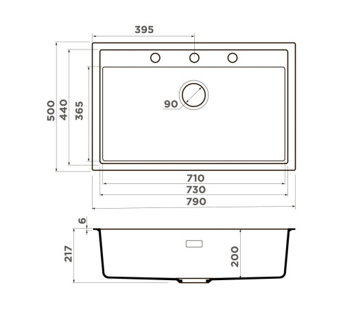 Кухонная мойка Omoikiri Sintesi 79-GB Artceramic 79x50 см графит 4997135