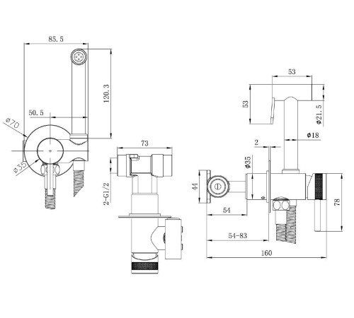 Гигиенический душ встраиваемый со смесителем Allen Brau Priority графит браш 5.31A29-MG