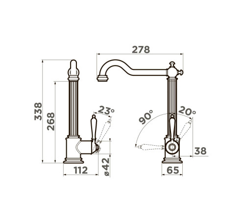 Смеситель для кухни под фильтр Omoikiri Toshima-AB-022 античная латунь 4994324