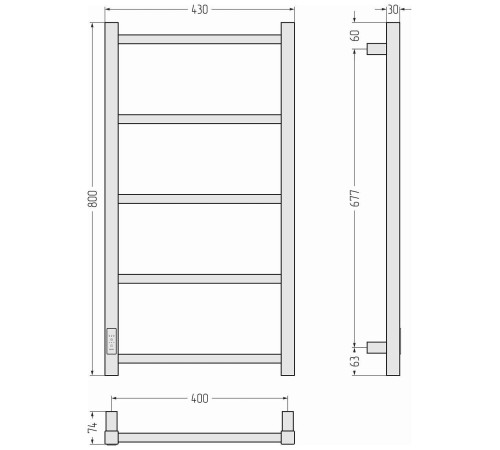 Полотенцесушитель электрический Стилье Формат 26 43x80 см черный 31527-8040
