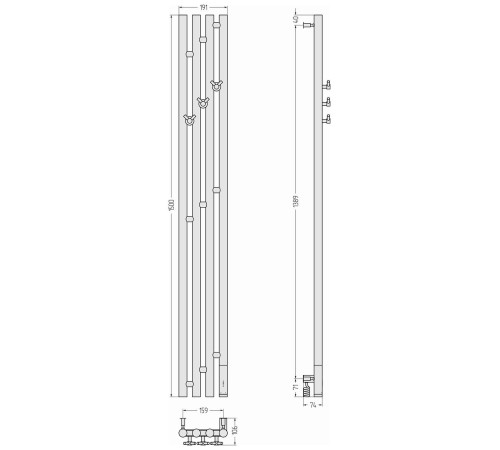 Полотенцесушитель электрический Сунержа Кантата 3.0 19.1x150 см правый без покрытия 00-5847-1516