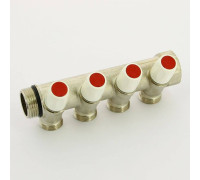 Коллектор с вентилями REHAU Rautitan MX 1х3/4 EK 4 выхода 40 мм никелированный 131647