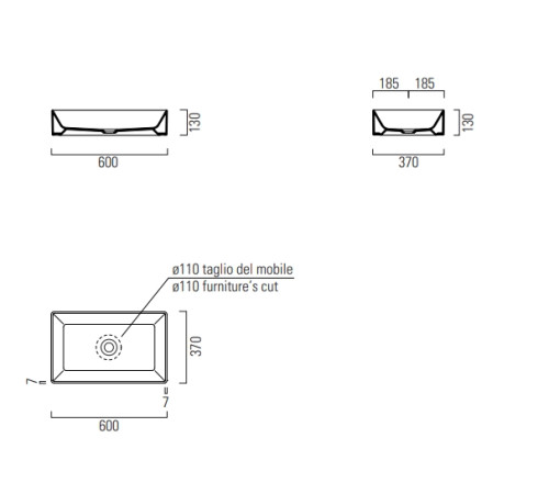 Раковина накладная GSI Kube X 370х600 мм белый глянцевый 945311_УЦ/2