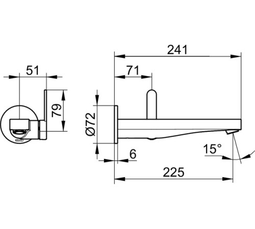 Смеситель для раковины KEUCO IXMO FLAT 59516 371301 вылет 241 мм круглая розетка чёрный матовый 59516 371301
