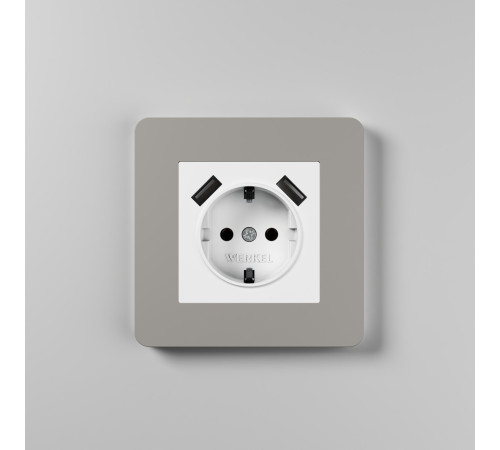 Рамка из поликарбоната на 1 пост Split дымчатый/белый, soft-touch W0013067