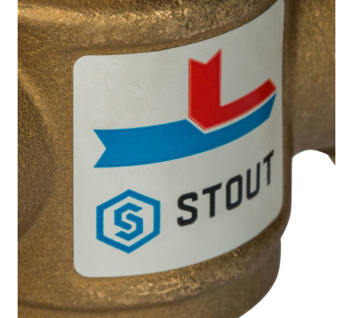 Клапан термостатический смесительный STOUT SVM-0050 G 1 1/2 M - G 1 1/2 F - G 1 1/2 M 60 °C SVM-0050-326006