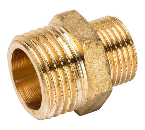 Ниппель переходной STOUT 1/2x3/8 НН латунный SFT-0003-001238