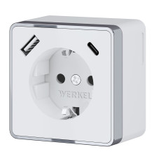Розетка с заземлением, шторками и USB тип A+C Gallant белый W5071701