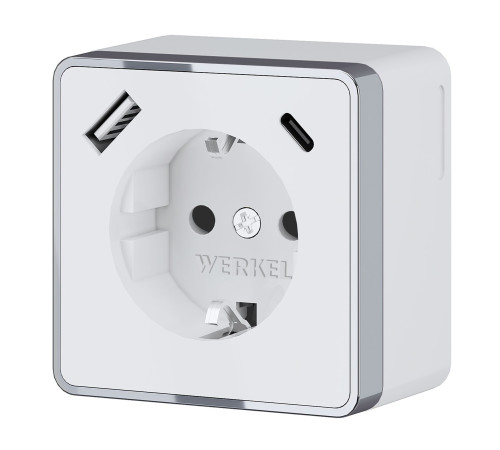 Розетка с заземлением, шторками и USB тип A+C Gallant белый W5071701