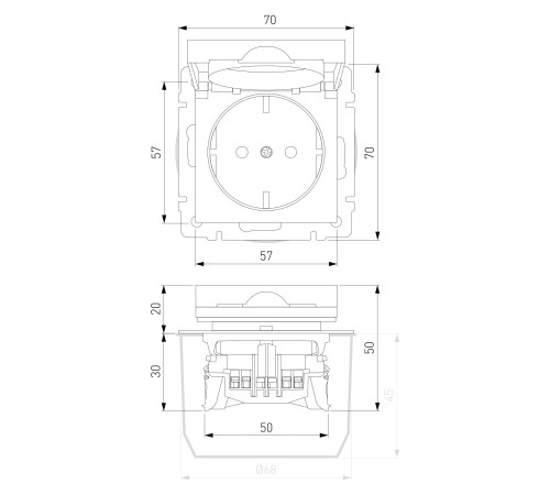 Розетка влагозащ. с зазем. с защит. крышкой и шторками (черный акрил) W1171248
