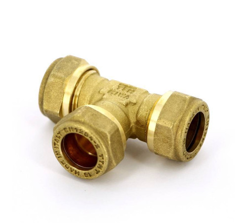 Тройник обжимной латунный Tiemme 15 мм 1000005