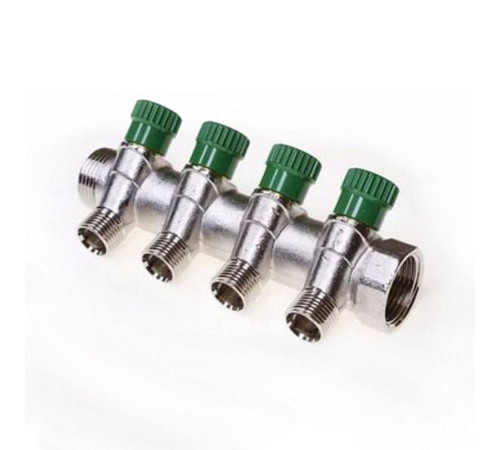 Коллектор с вентилями Uni-Fitt 3/4 3 выхода 1/2 90° 50 мм под плоскую прокладку 411N3230