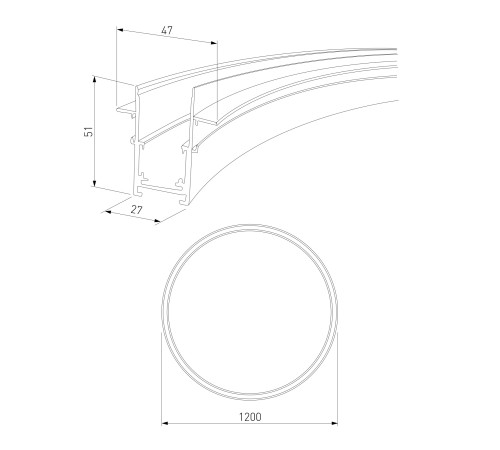 Slim Magnetic Встраиваемый радиусный шинопровод черный ⌀ 1200мм 85159/00 85159/00