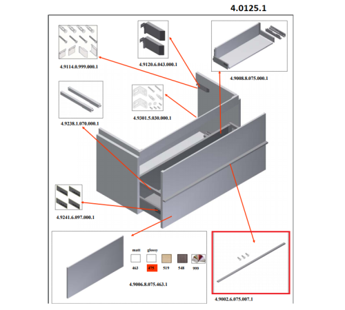 Ручка для мебели Laufen Case for Palace 90 см 4.9002.1.075.007.1