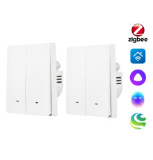 Комплект из двух умных двухклавишных выключателей HOMMYN Zigbee 2SWZBNN02W