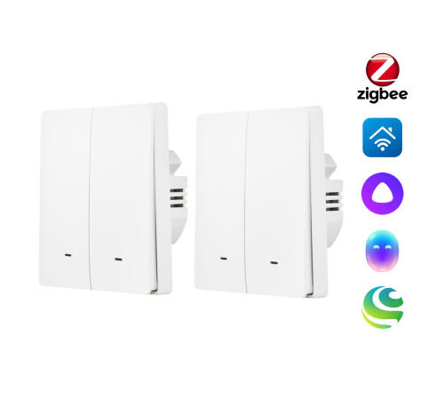 Комплект из двух умных двухклавишных выключателей HOMMYN Zigbee 2SWZBNN02W