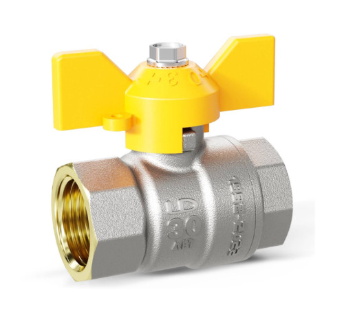Кран шаровой латунный LD Pride 47.25.В-В.Б GAS Ду 25 Ру 40 вн-вн бабочка 47.25.В-В.Б GAS
