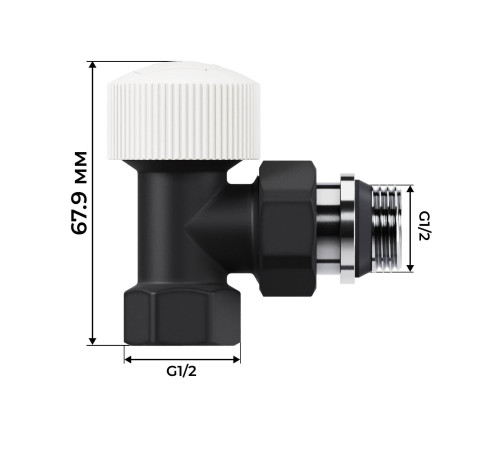 Набор термостатический угловой Royal Thermo Design 1/2 M30x1.5 черный НС-1640381