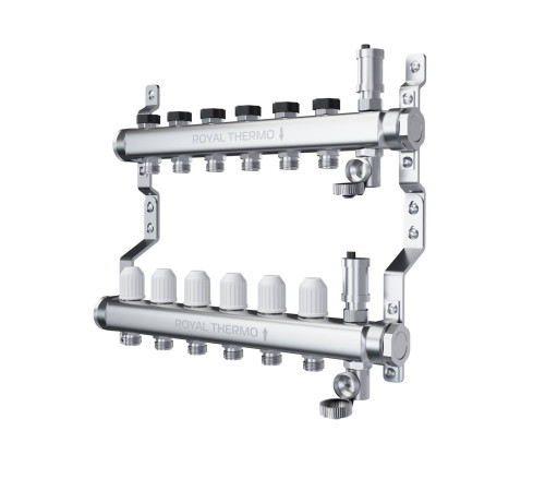 Коллекторная группа Royal Thermo из нержавеющей стали 1 x 3/4 дюйма 11 выходов с воздухоотводчиками 1665635