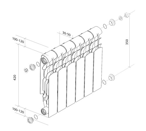 Радиатор алюминиевый Royal Thermo Revolution A 350 4 секции 1682229