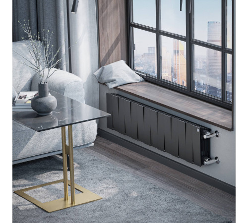 Радиатор биметаллический Royal Thermo PianoForte 200 14 секций боковое подключение черный 1682324