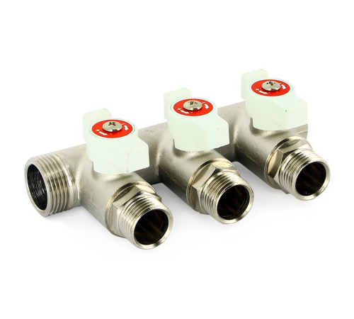 Коллектор Uni-Fitt с шаровыми кранами 1х3 выхода 1/2 НР никелированный 401N4230