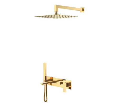 Смеситель для ванны встраиваемый Boheme Qubic 42x18.8x10 см золото глянцевое 474-G