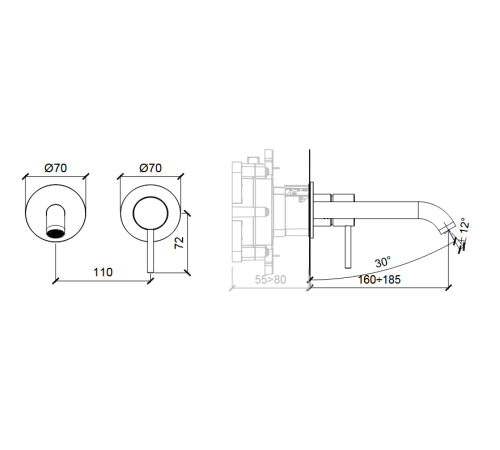 Внешняя часть смесителя для раковины Almar Washbasin излив 160-185 мм белый матовый E210054.MW