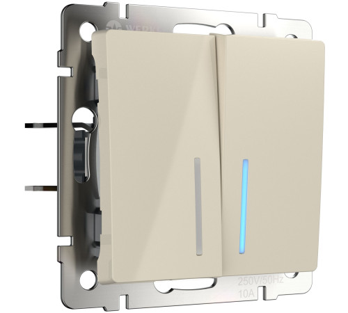 Выключатель двухклавишный проходной c подсветкой (слоновая кость) W1122103