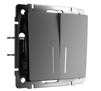 Выключатель двухклавишный проходной с подсветкой (графит матовый) W1122164