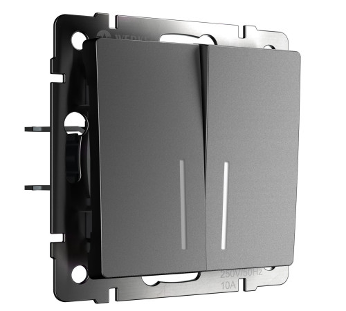 Выключатель двухклавишный проходной с подсветкой (графит матовый) W1122164