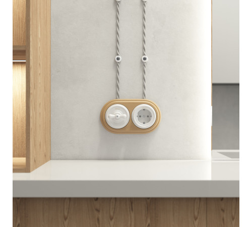 Выключатель на 4 положения двухклавишный белый ретро W5620001