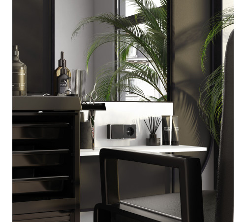 Выключатель одноклавишный проходной Gallant черный/хром W5012035