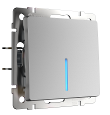 W1112106/ Выключатель одноклавишный проходной с подсветкой (серебряный) W1112106