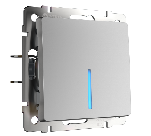 W1112106/ Выключатель одноклавишный проходной с подсветкой (серебряный) W1112106