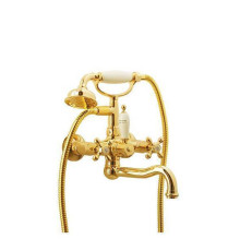 Смеситель для ванны Boheme Camelia с душевым комплектом золото глянцевое 293-Camelia