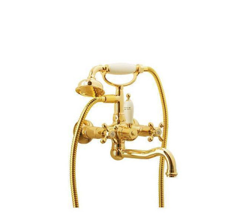 Смеситель для ванны Boheme Camelia с душевым комплектом золото глянцевое 293-Camelia