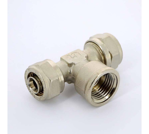 Тройник обжимной Uni-Fitt никелированный 16х1/2х16 ВР 667N6260